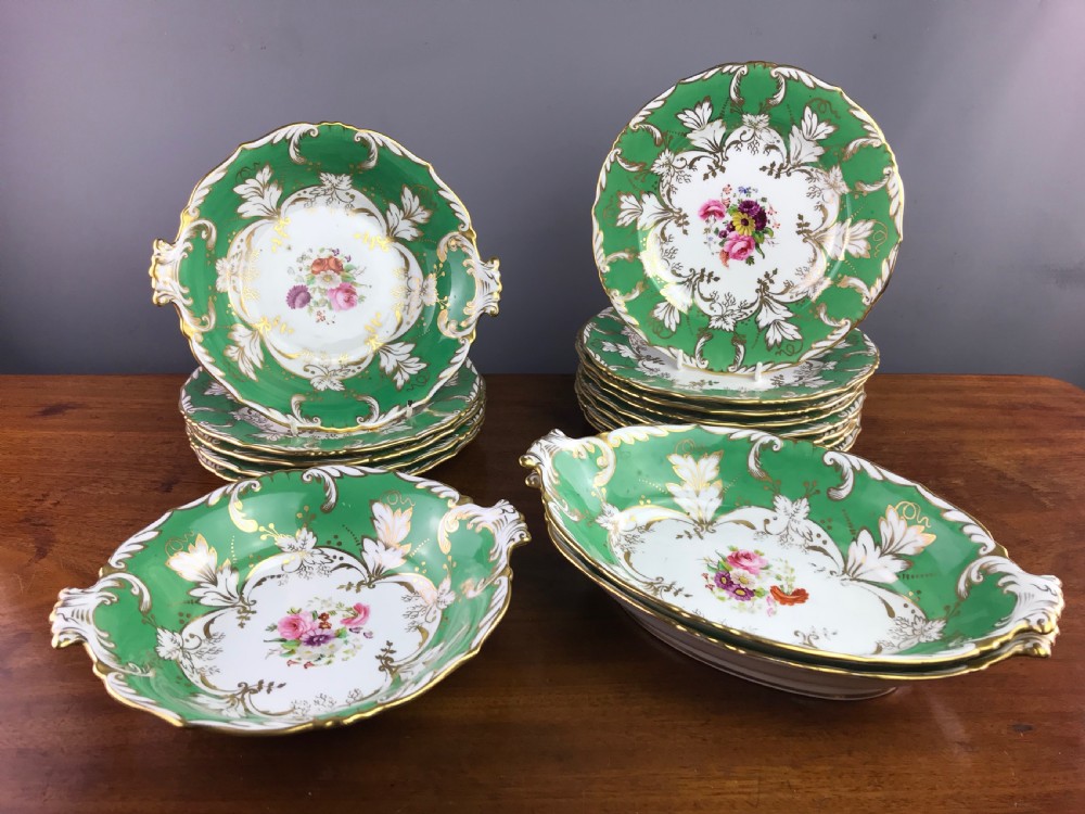 Victorian Staffordshire Porcelain Dessert Service of Coalport Type