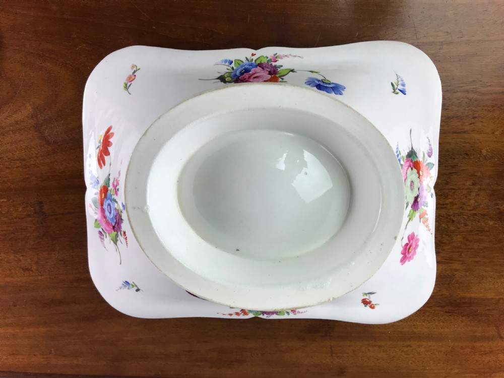 Antique Victorian Hand Painted Staffordshire Porcelain Basket View V
