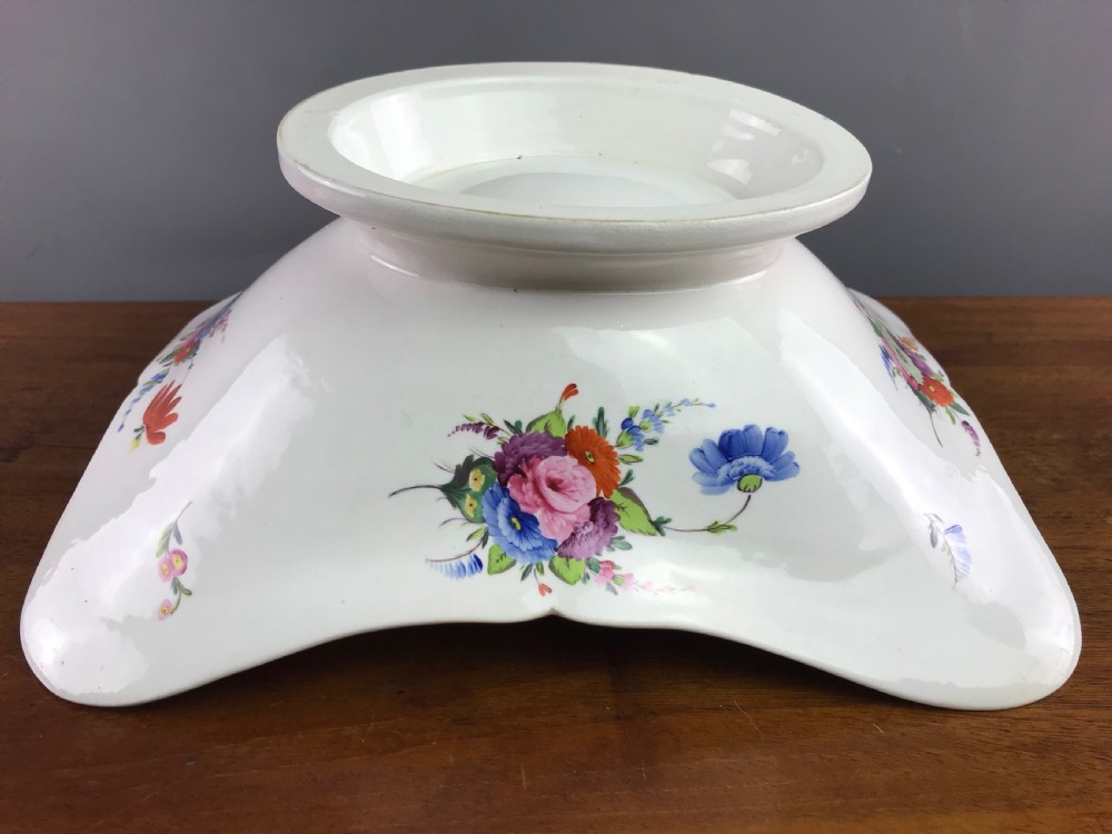 Antique Victorian Hand Painted Staffordshire Porcelain Basket View VI