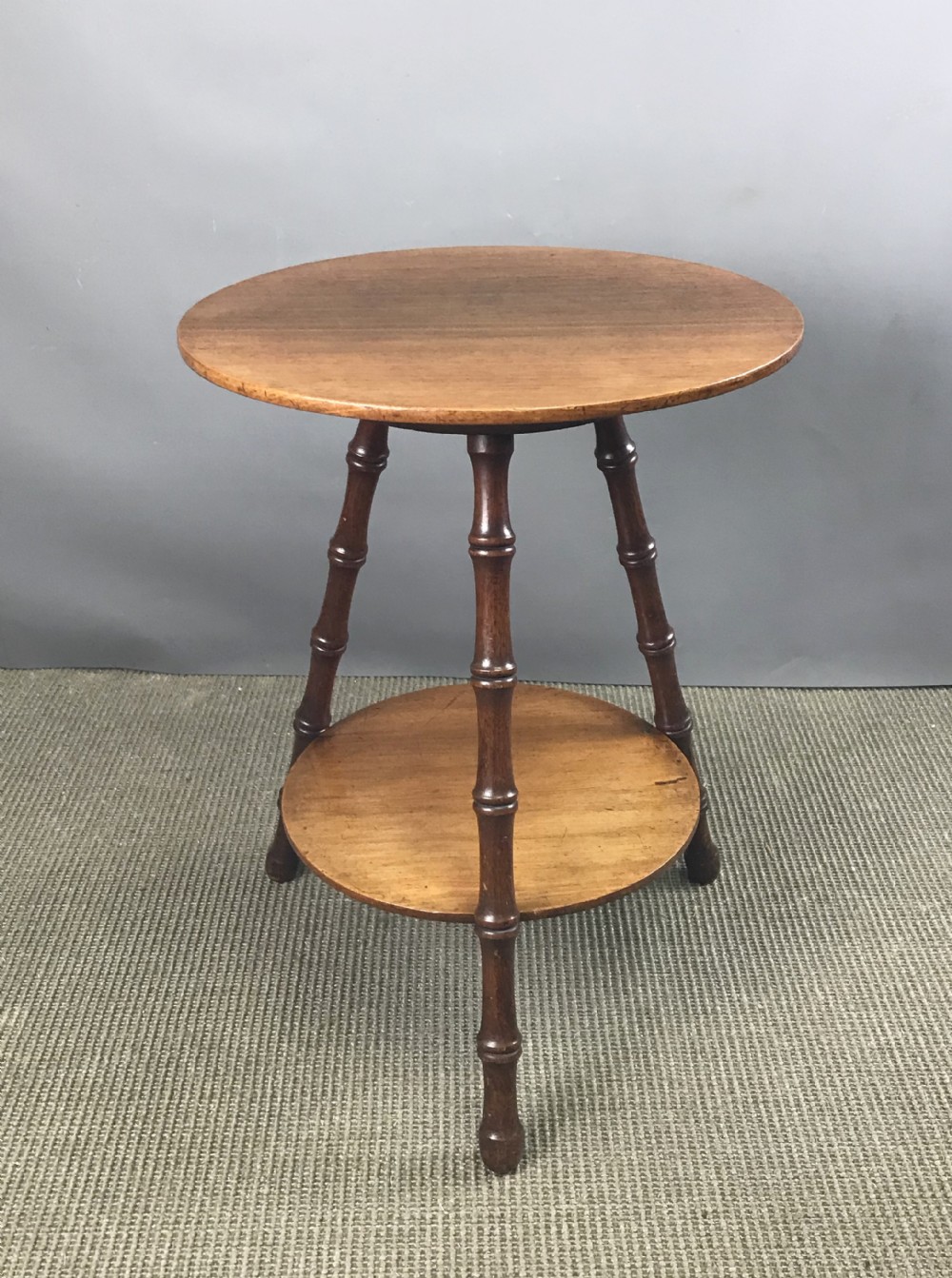 Edwardian mahogany two tier faux bamboo tripod table