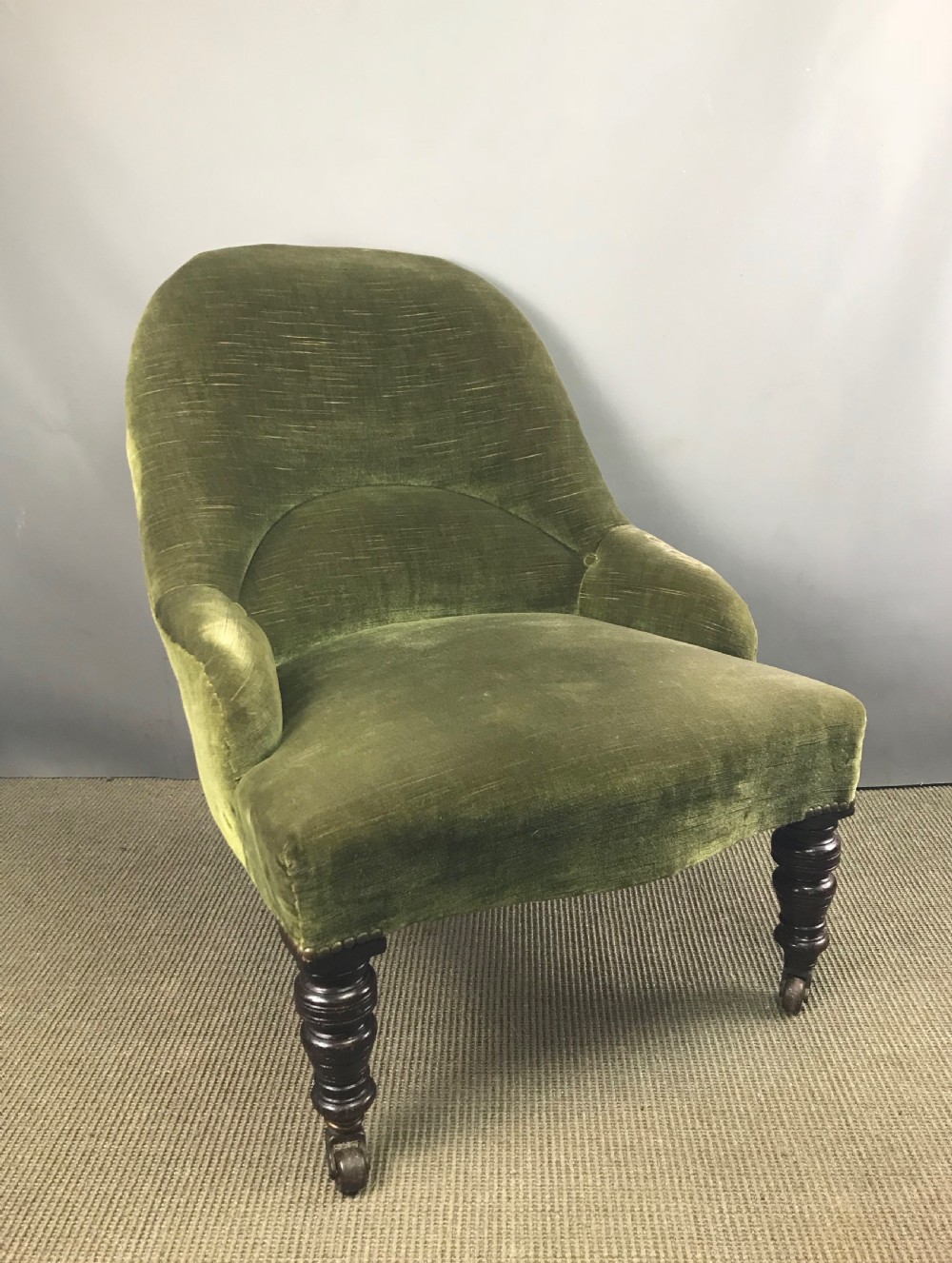 Victorian upholstered tub chair of small proportions 