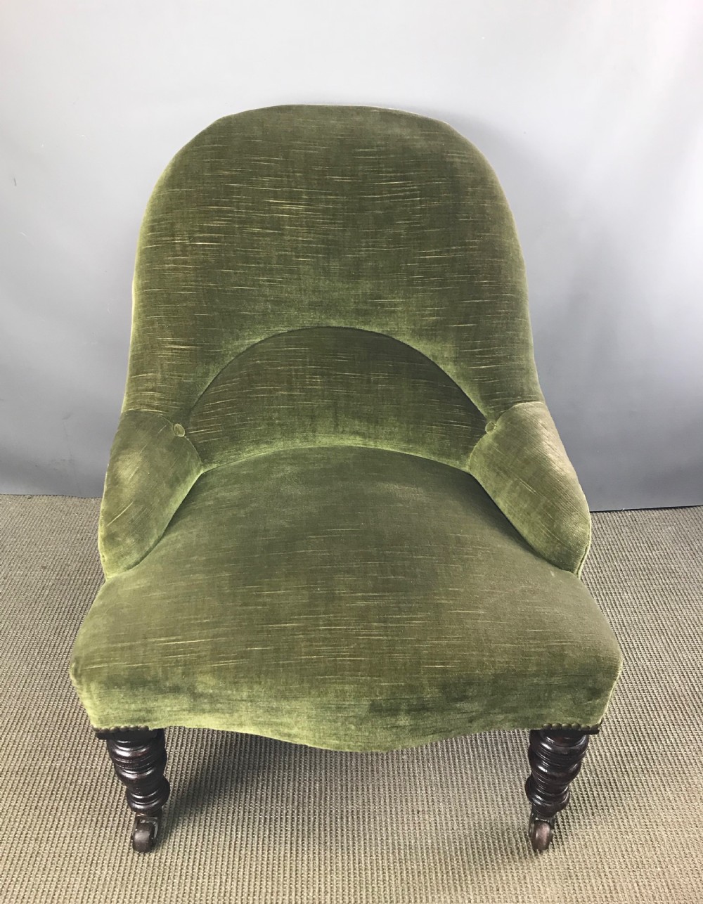 Victorian upholstered tub chair of small proportions  View III