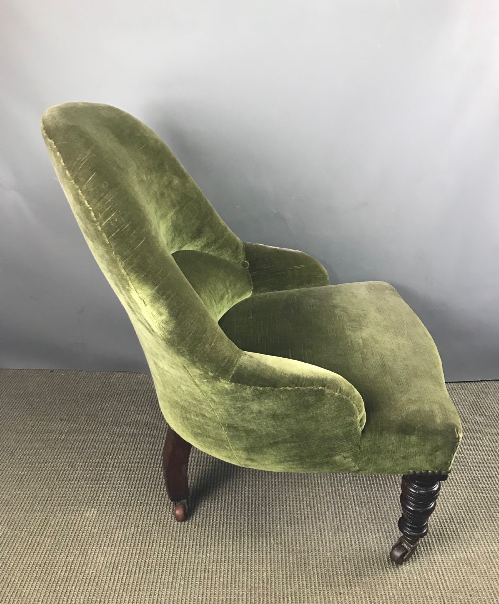Victorian upholstered tub chair of small proportions  View V