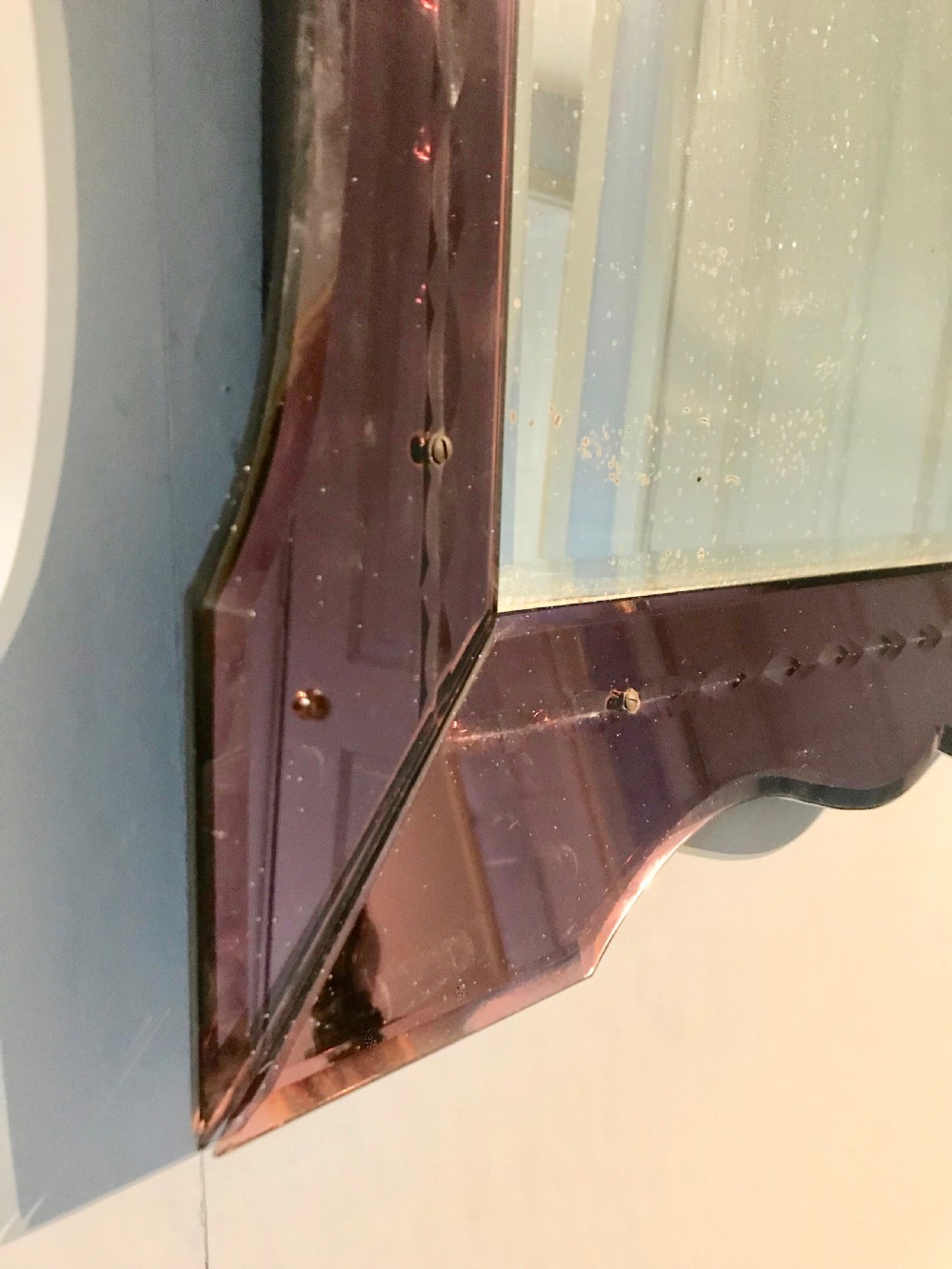Art Deco Wall Mirror with purple mirror glass frame View III