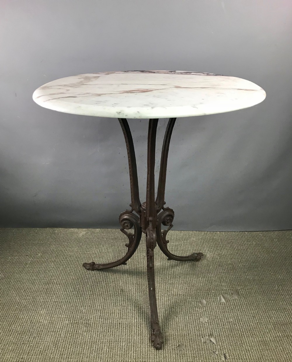 Marble Top Cast Iron Occasional Table