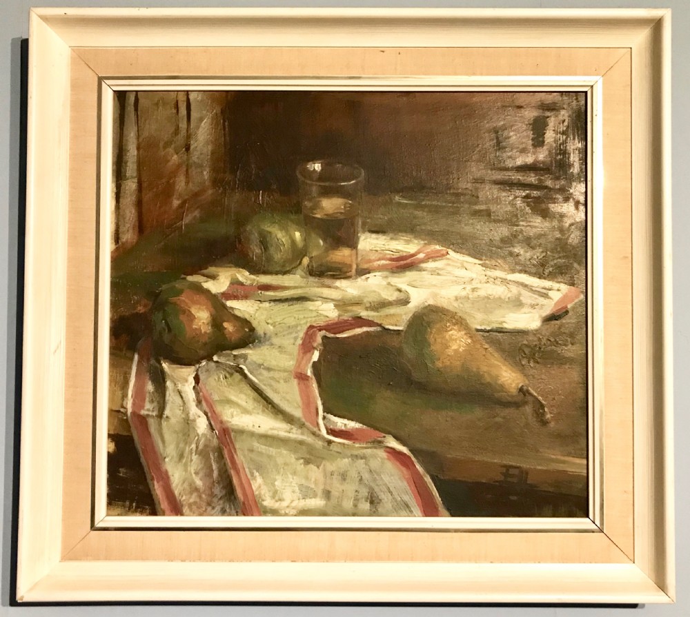 Still Life of Fruit on a Table, Oil on Canvas