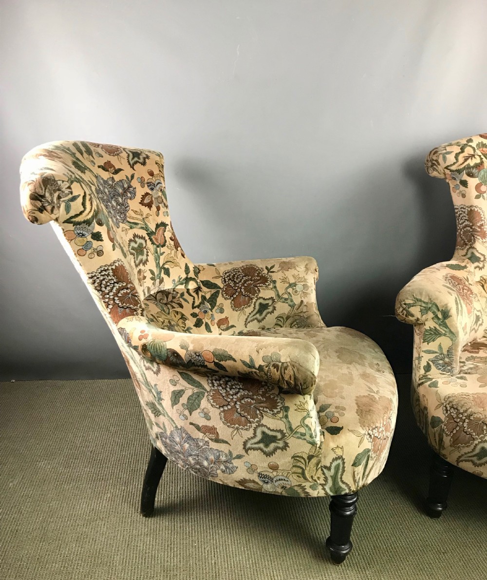Pair of French Napoleon III upholstered armchairs View III