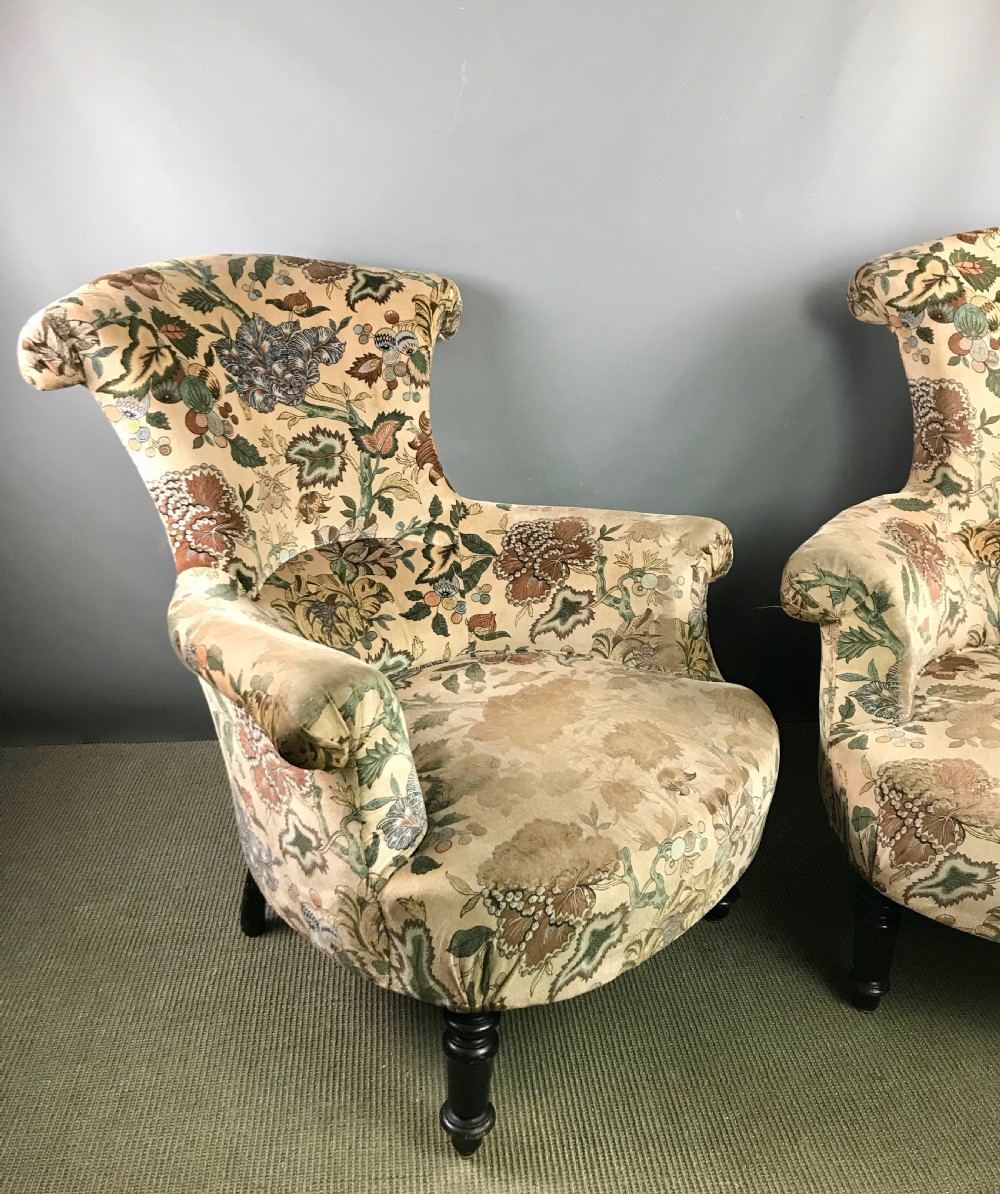 Pair of French Napoleon III upholstered armchairs View IV