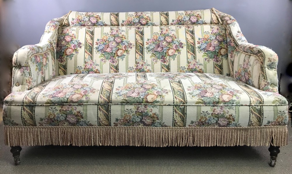Victorian Two Seat Tapestry Upholstered Sofa
