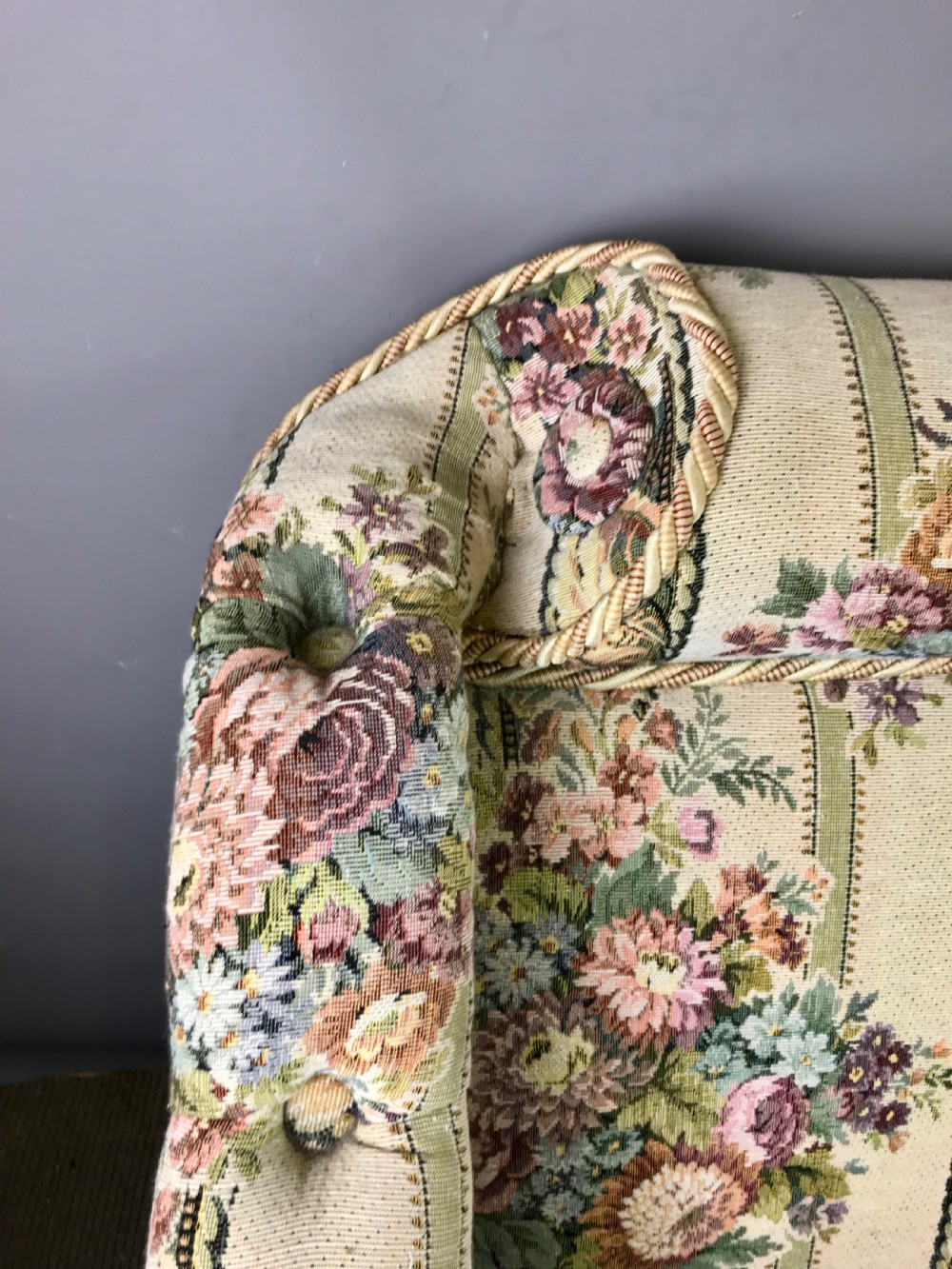 Victorian Two Seat Tapestry Upholstered Sofa View III