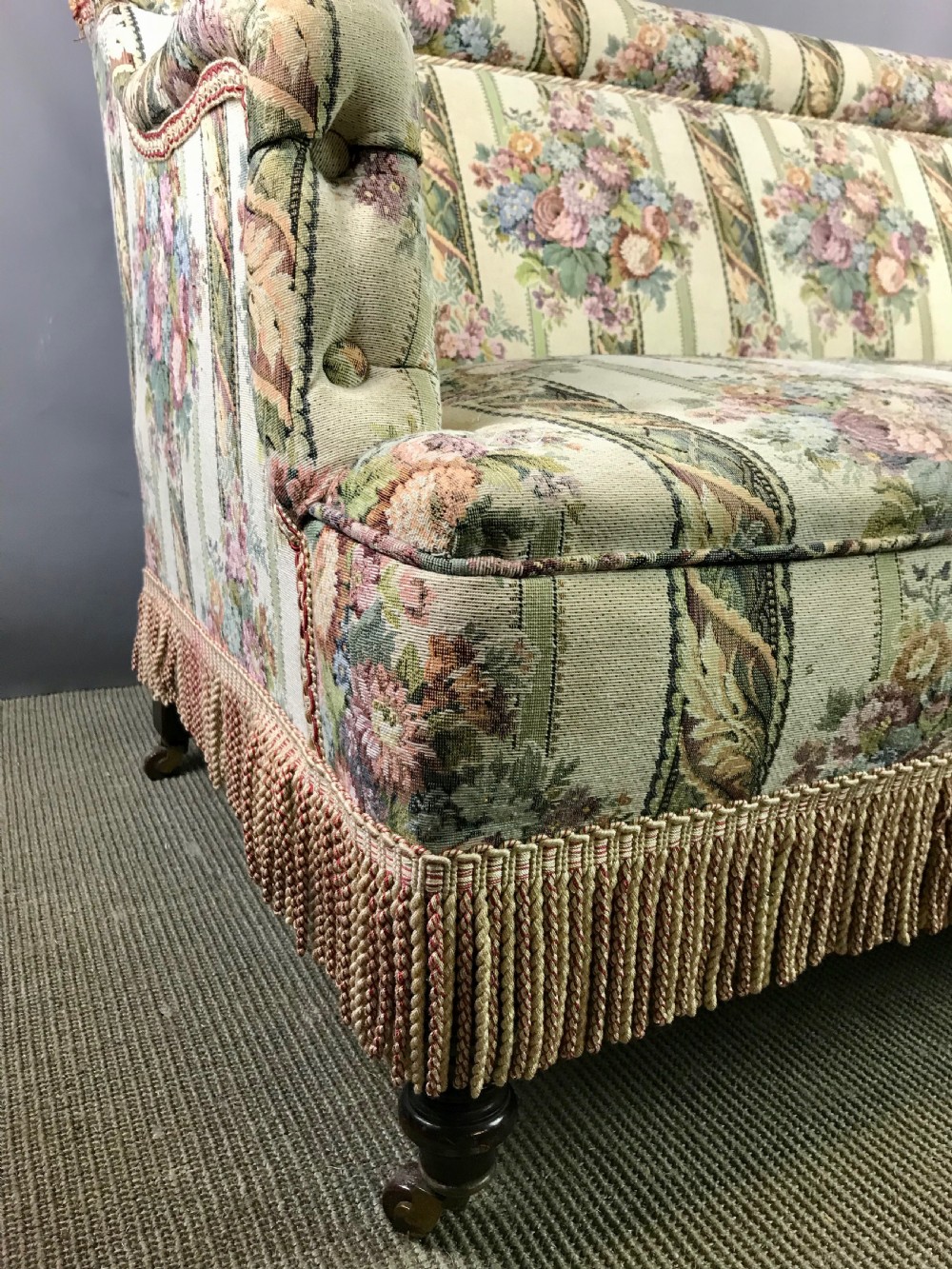 Pair of unusual Victorian tapestry upholstered armchairs View VI