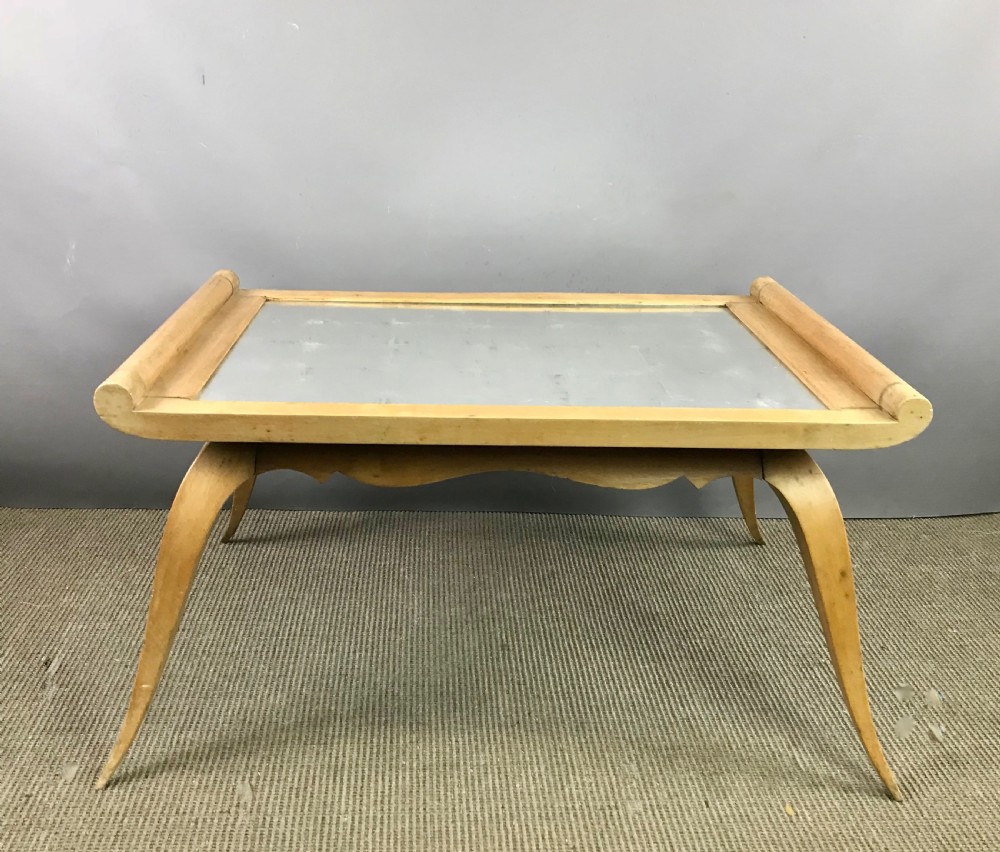 French Art Deco low table with mirror glass top View II