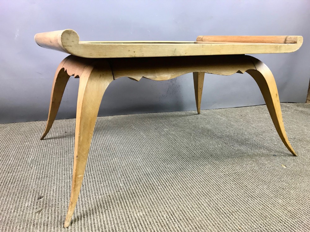 French Art Deco low table with mirror glass top View V