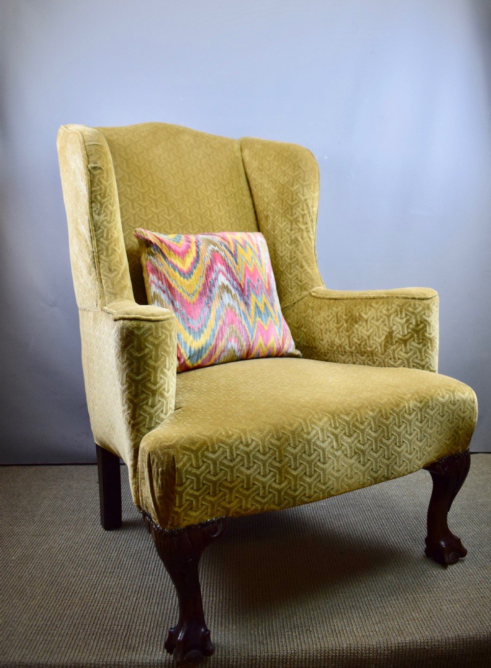 George I style wingback armchair of good proportions