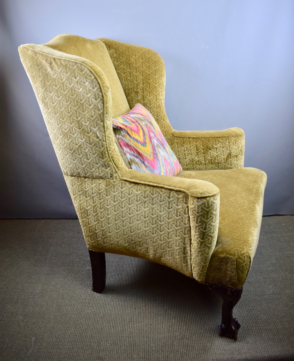George I style wingback armchair of good proportions View II