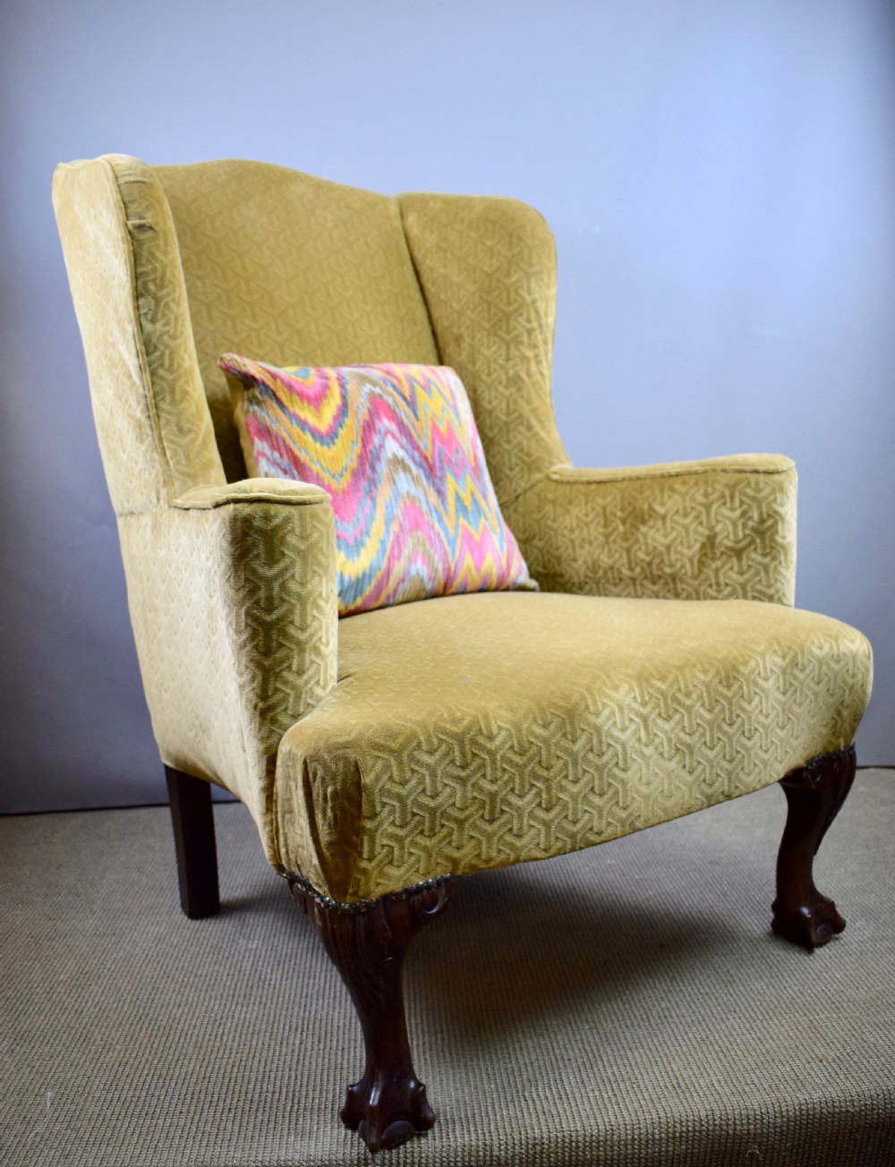 George I style wingback armchair of good proportions View III