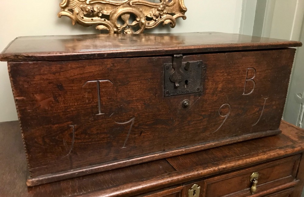 18th Century Oak Bible Box, Initialled & Dated 1791