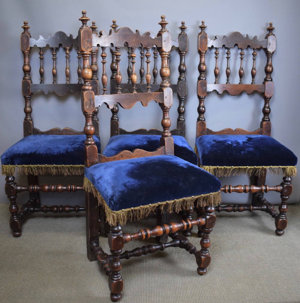 Eight Antique Spanish spindle back dining chairs 18th/19th century  View III