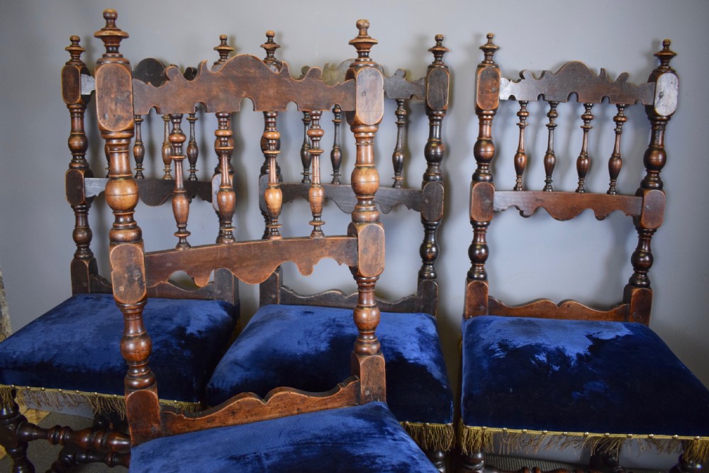Eight Antique Spanish spindle back dining chairs 18th/19th century  View IV