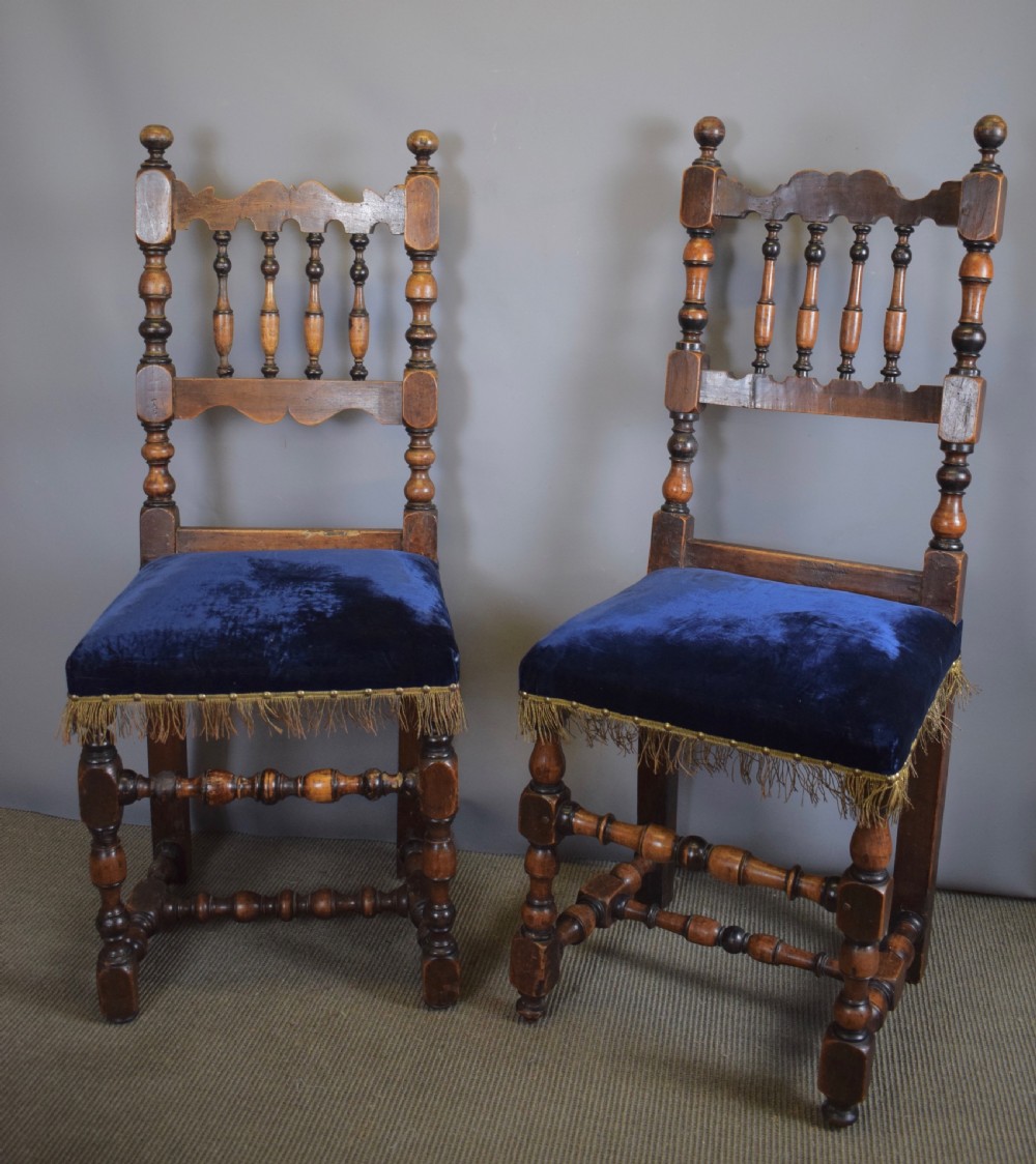 Eight Antique Spanish spindle back dining chairs 18th/19th century  View V