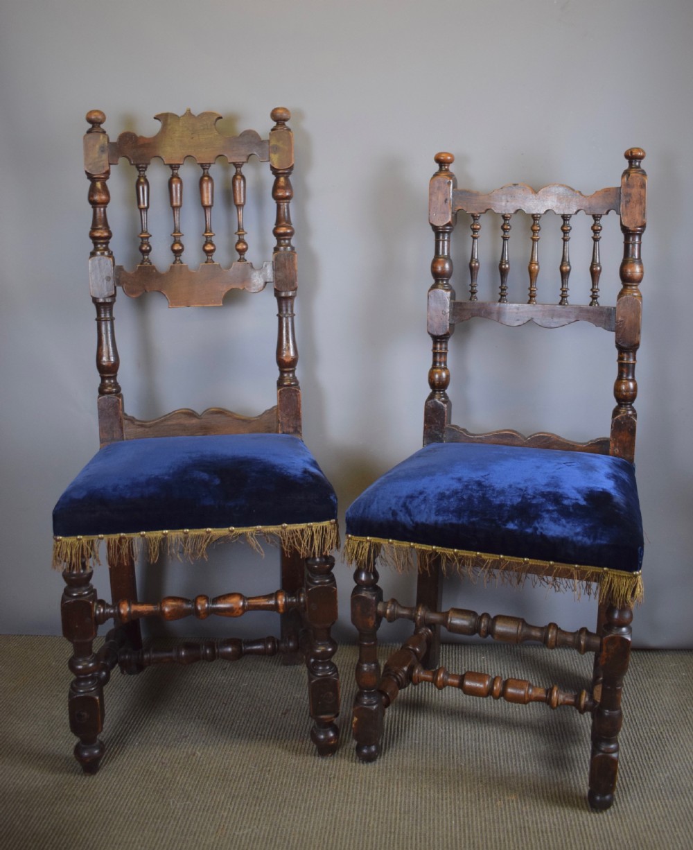 Eight Antique Spanish spindle back dining chairs 18th/19th century  View VI