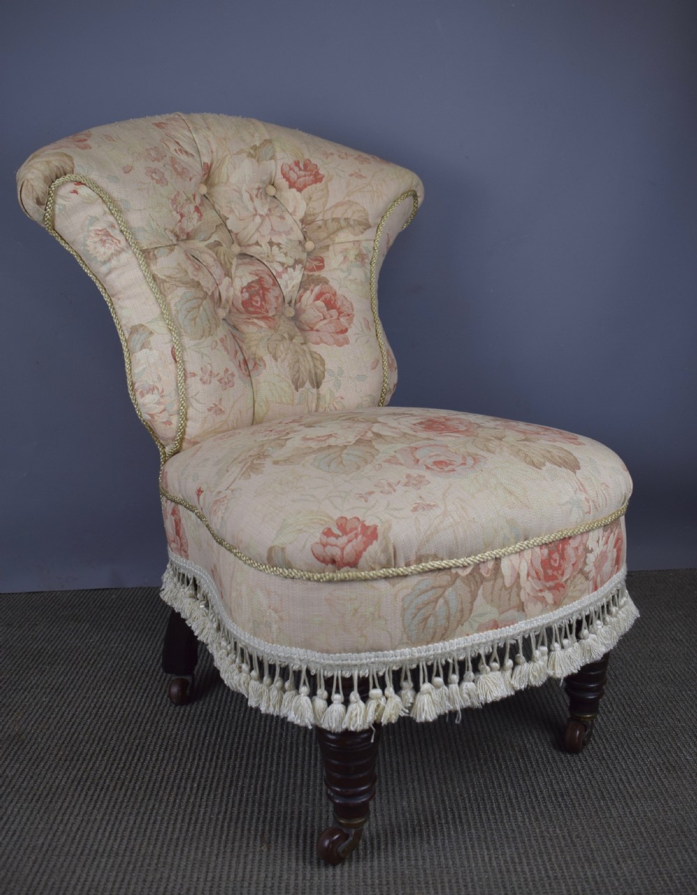 Antique Victorian Tapestry Upholstered Nursing Chair