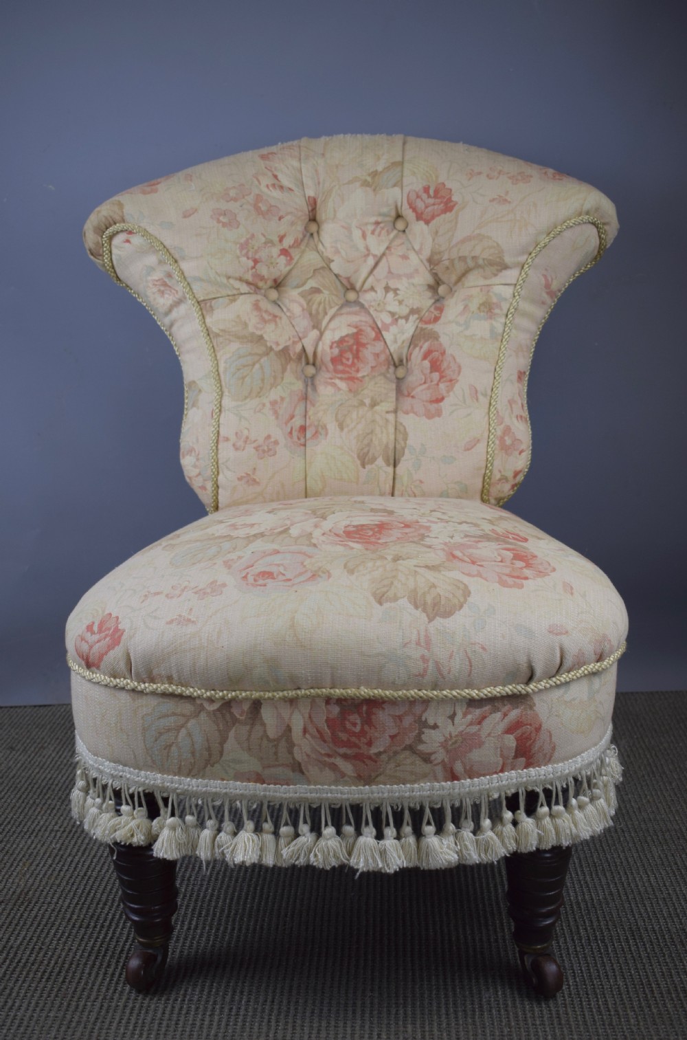Antique Victorian Tapestry Upholstered Nursing Chair View II