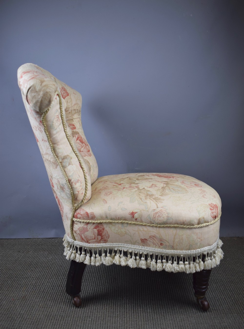 Antique Victorian Tapestry Upholstered Nursing Chair View III