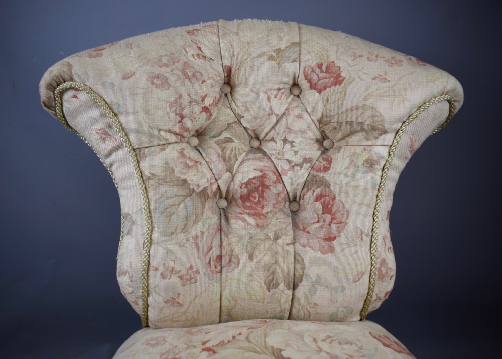 Antique Victorian Tapestry Upholstered Nursing Chair View IV