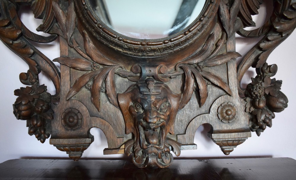 Antique Grotesque Carved Mirror  View IV