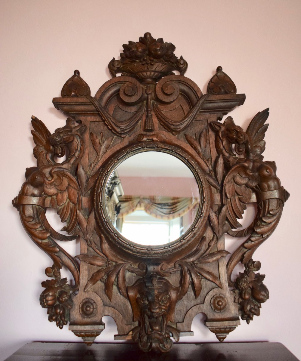 Antique Grotesque Carved Mirror  View VI
