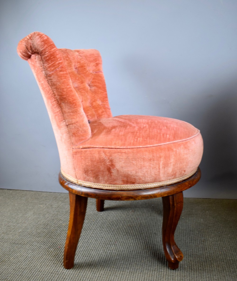 Pair of French button back pink velvet bedroom chairs View V