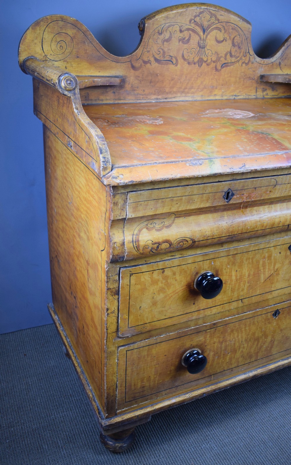 Victorian scumble glazed chest of drawers in original paint View VIII