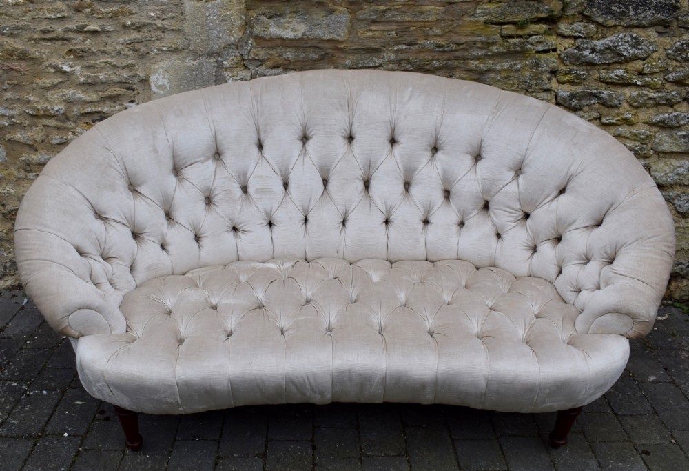 Victorian button back sofa in ivory velvet View II