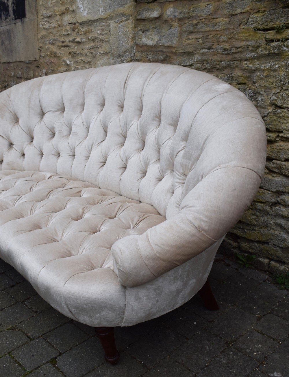 Victorian button back sofa in ivory velvet View V