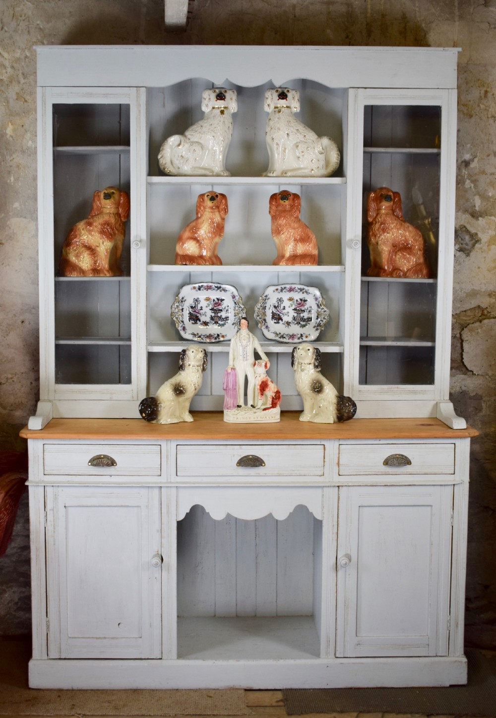 Antique Victorian Painted Pine Welsh Dresser View II