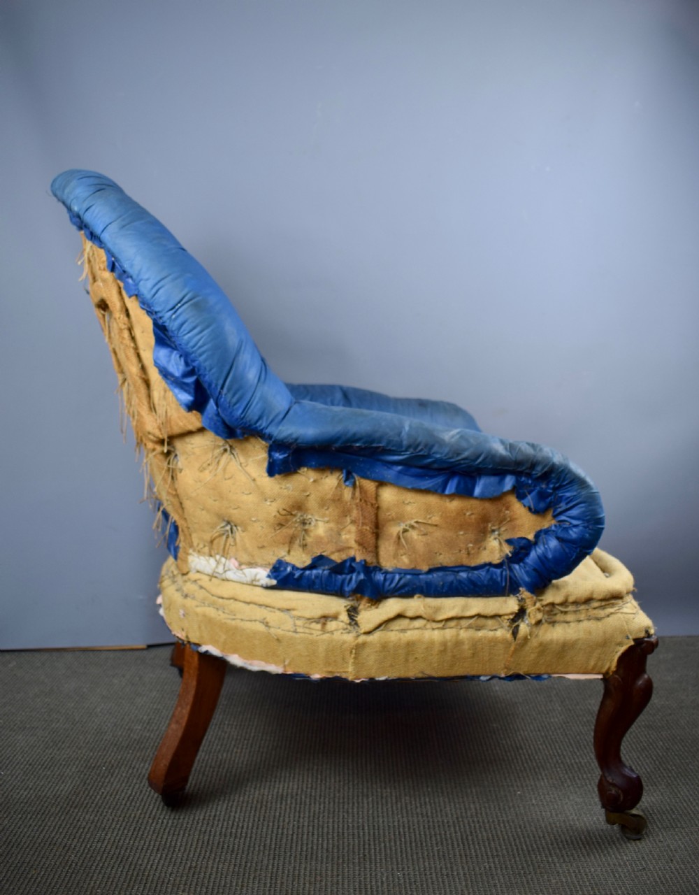 Antique Victorian Button Back Armchair for recovering View IV