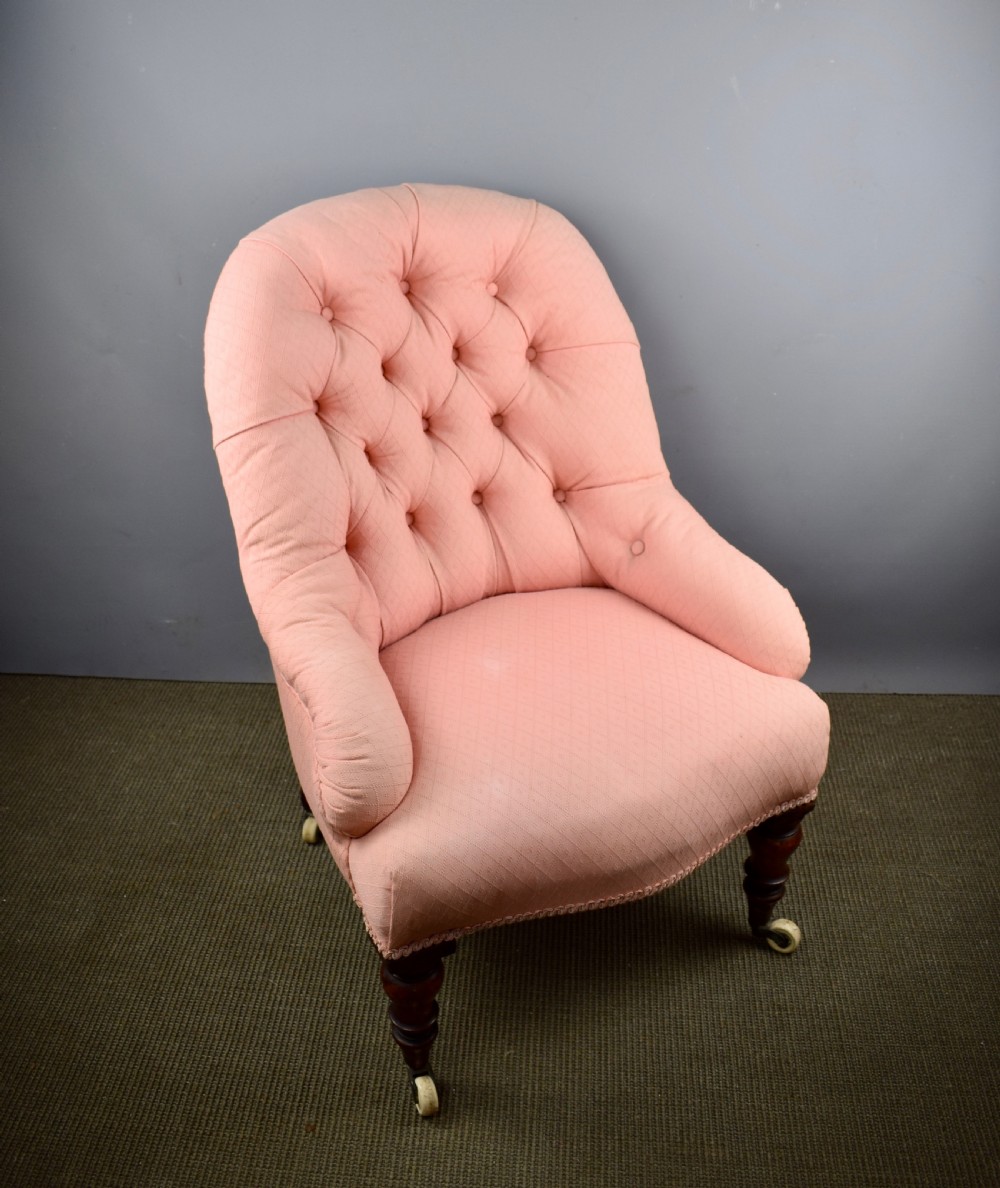 Antique Victorian Button Back Occasional Bedroom Chair View III