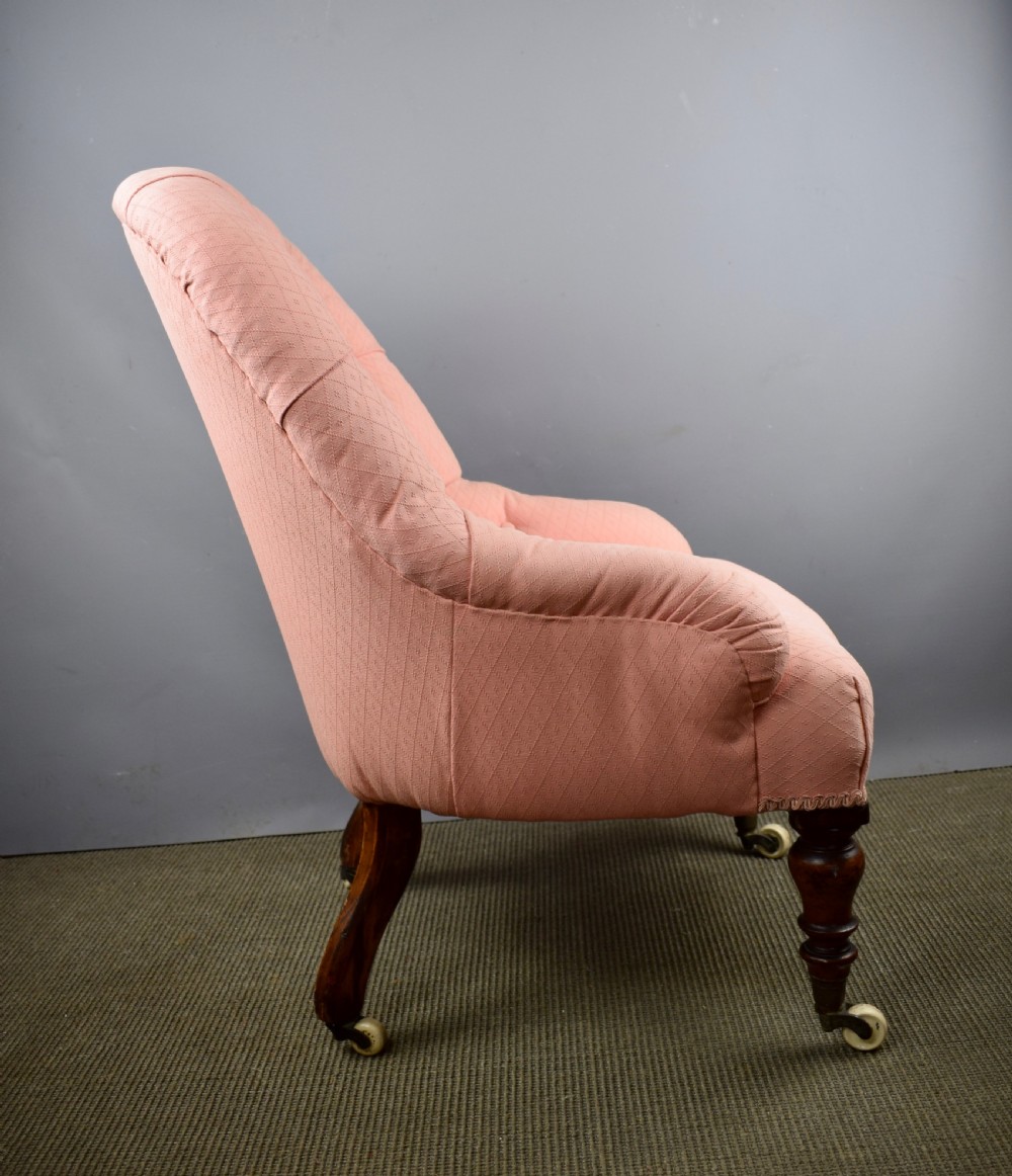 Antique Victorian Button Back Occasional Bedroom Chair View IV