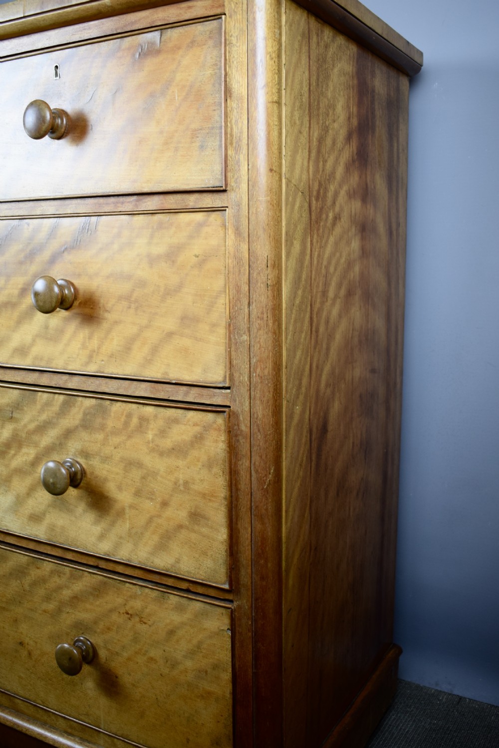 Large Victorian Satin Birch Chest of Drawers by Druce & Co. View VI