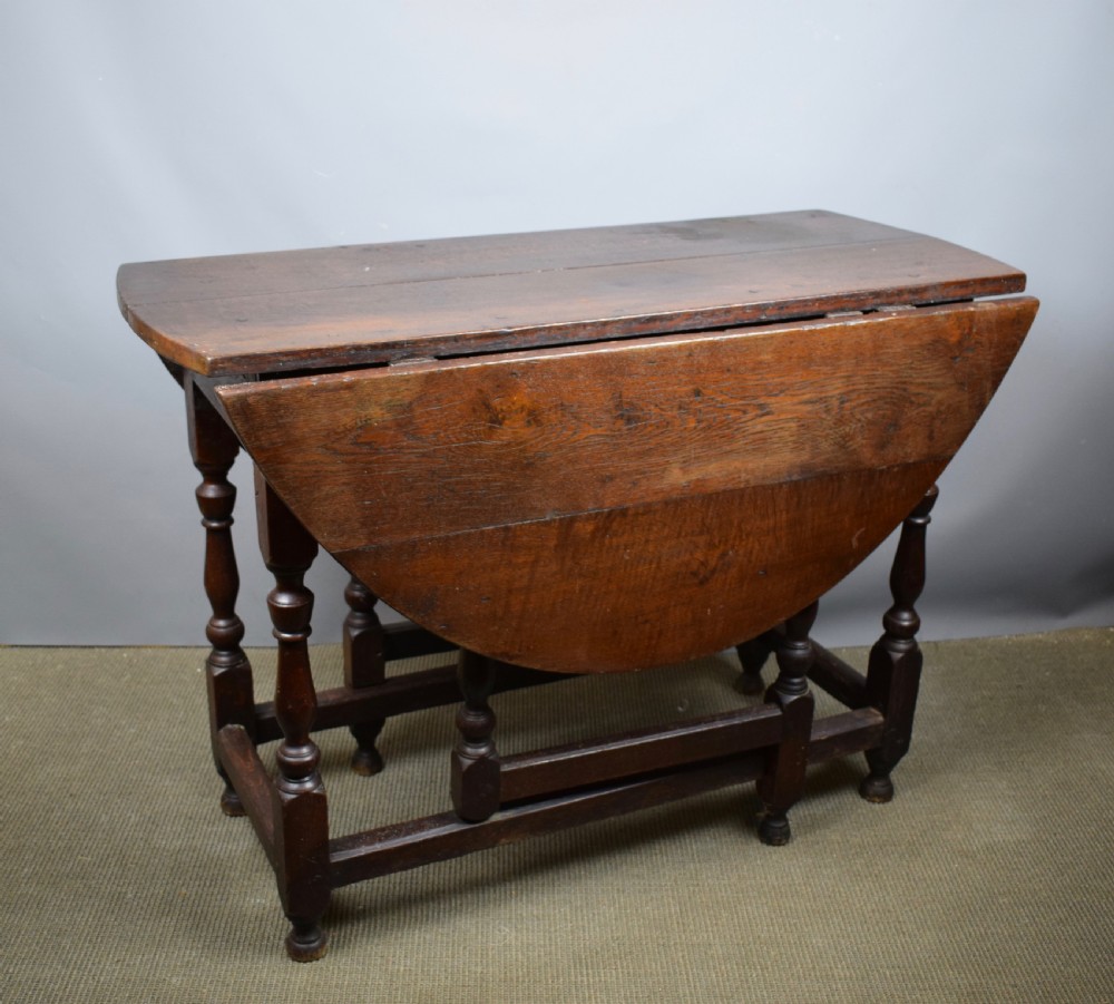 George I Oak gateleg drop flap dining table circa 1700 View IV