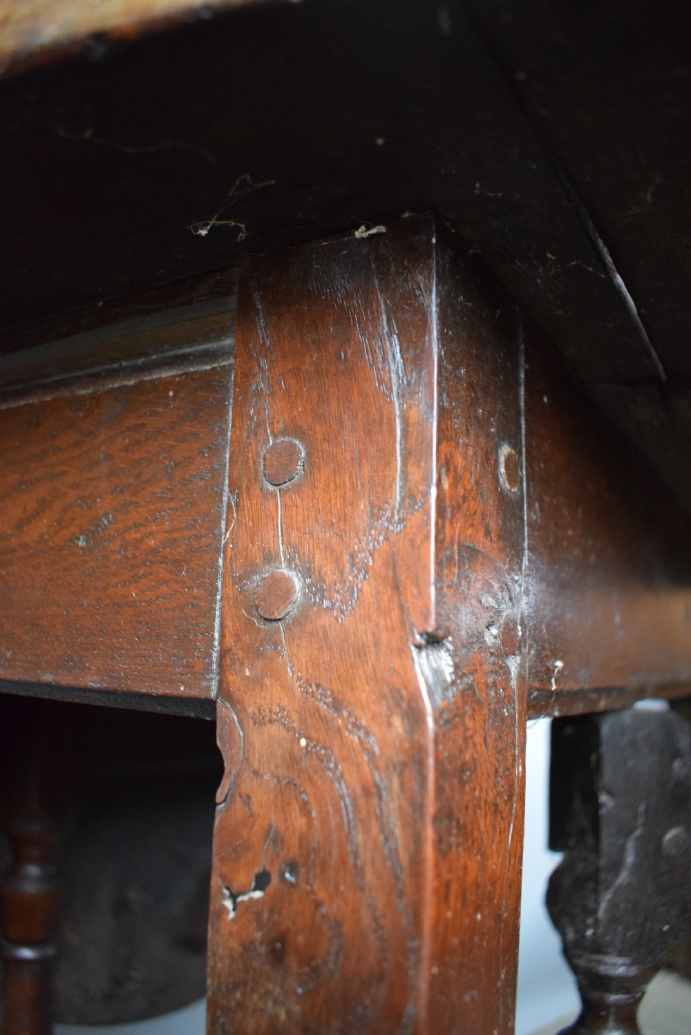 George I Oak gateleg drop flap dining table circa 1700 View VI