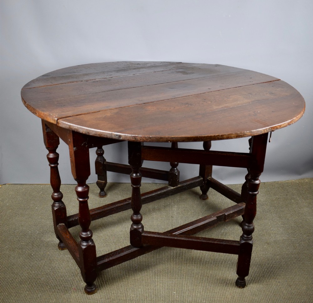 George I Oak gateleg drop flap dining table circa 1700 View VIII