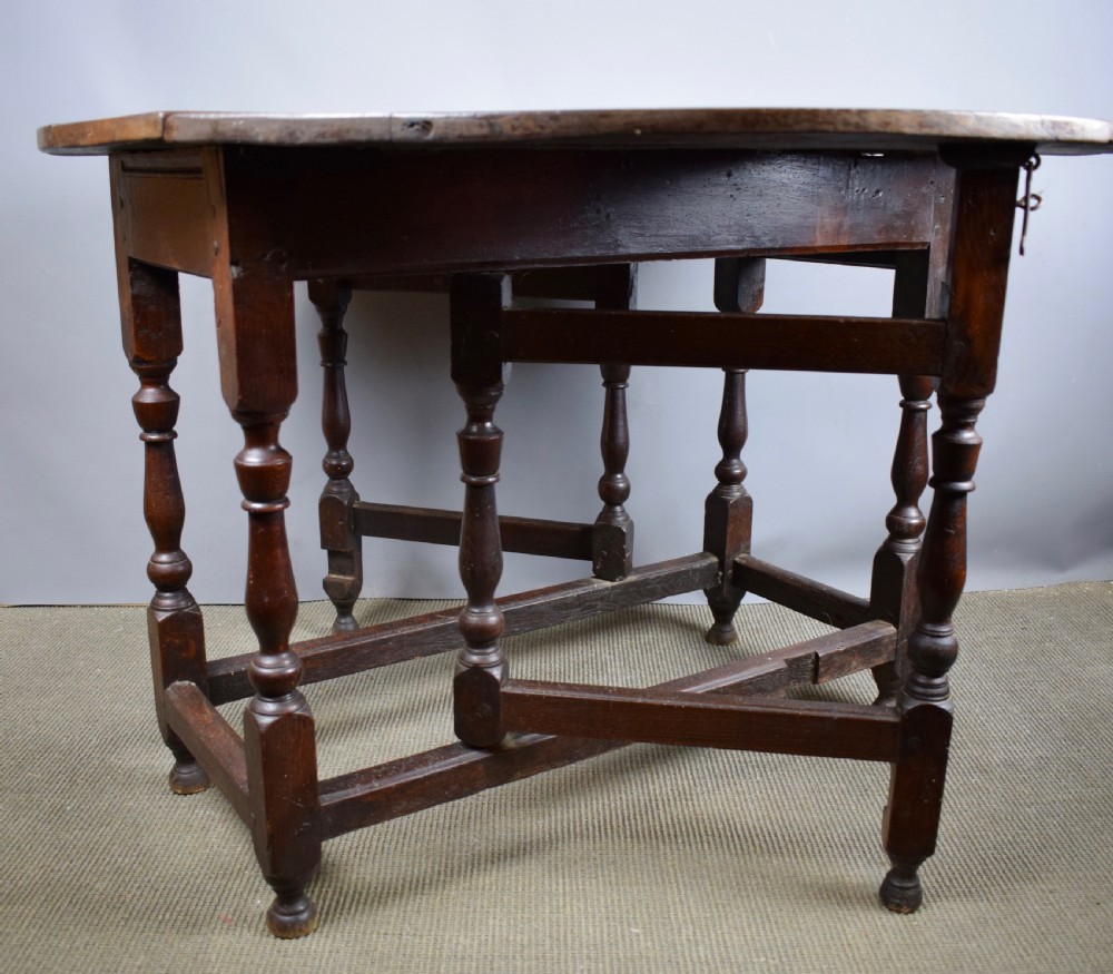 George I Oak gateleg drop flap dining table circa 1700 View IX