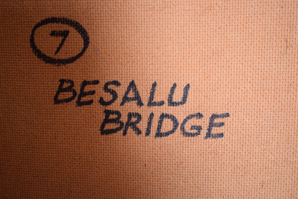 Surreal oil on board of Besalu Bridge, Girona by C.D. Jack View V