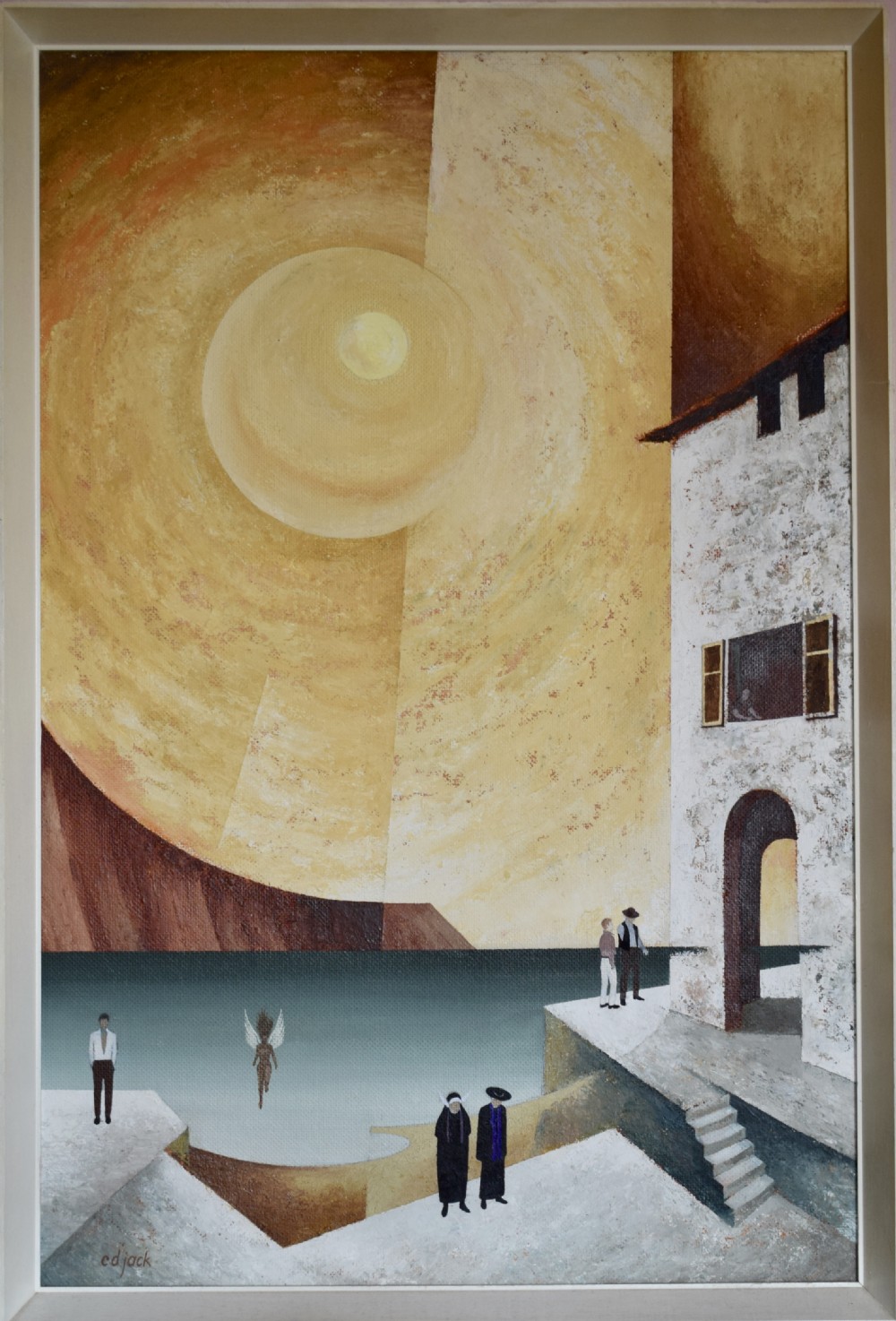 Below the Pyrenees, a Surreal oil on board by C.D. Jack View II