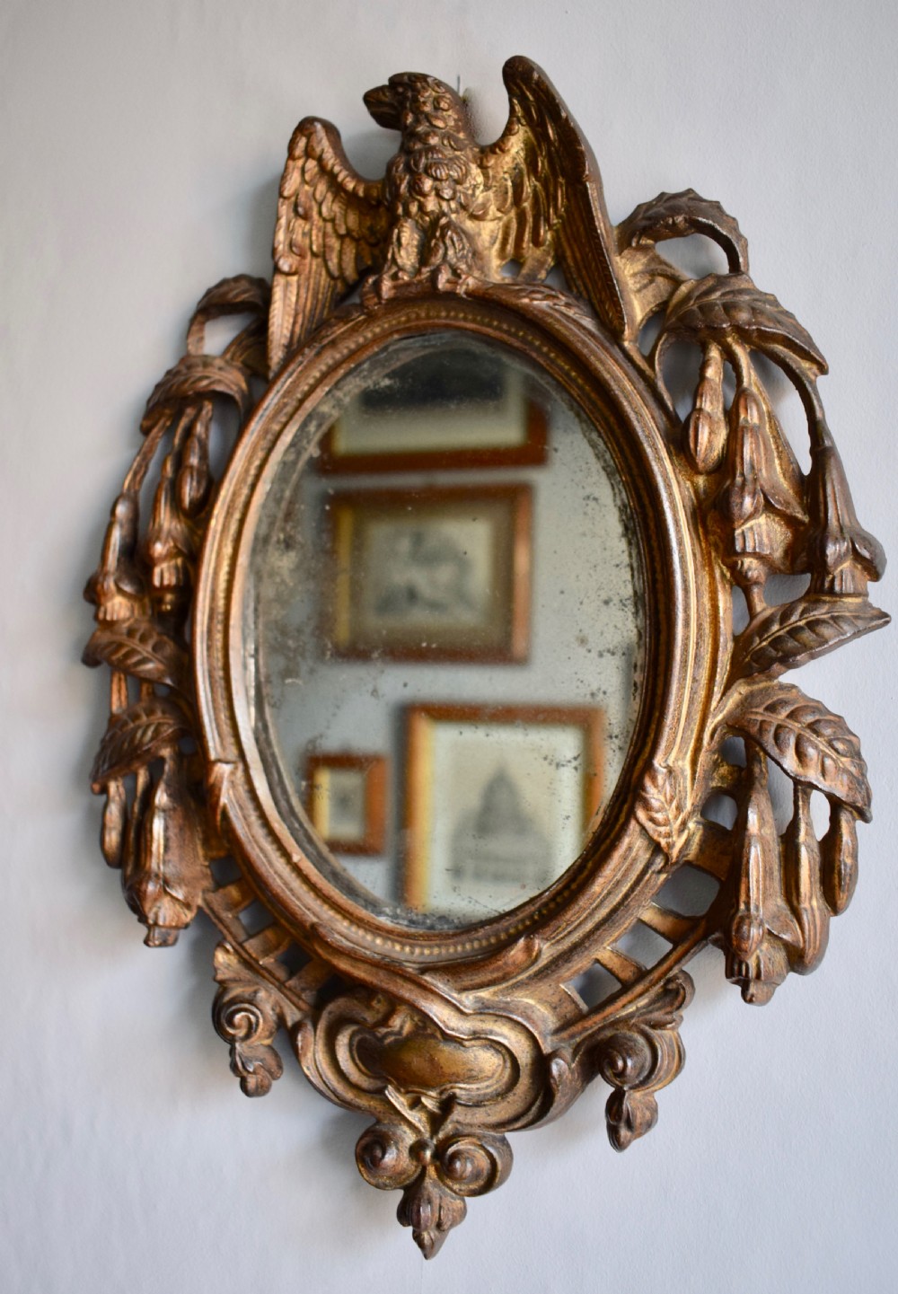 Antique American Patriotic cast iron wall mirror mid 19th century