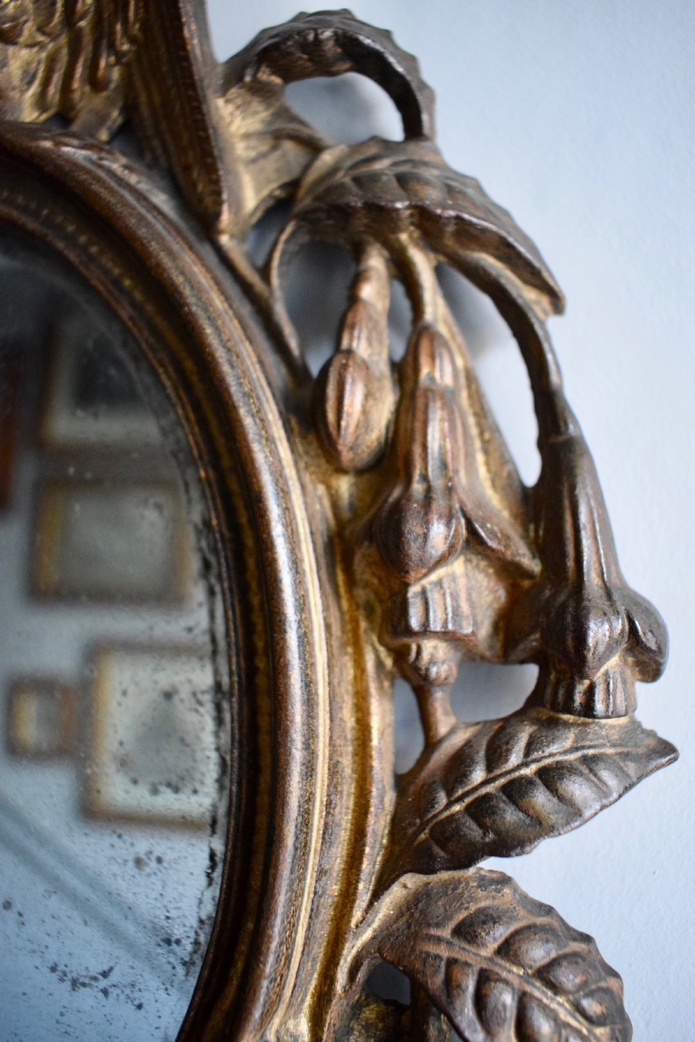 Antique American Patriotic cast iron wall mirror mid 19th century View IV