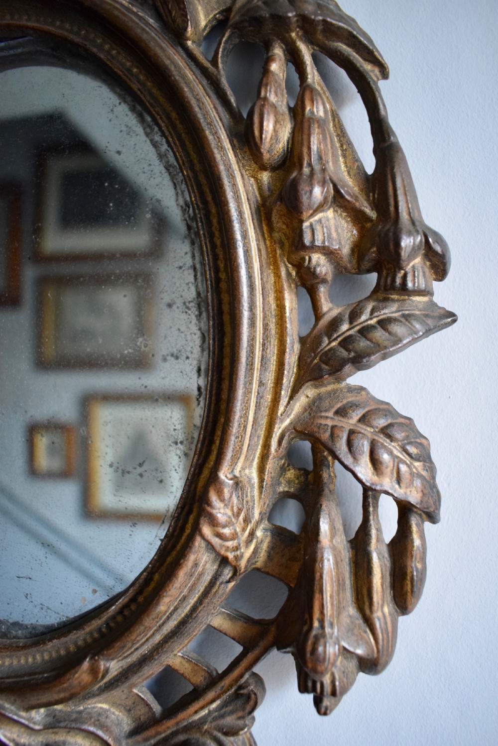 Antique American Patriotic cast iron wall mirror mid 19th century View V