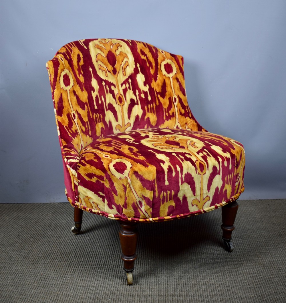 Antique Victorian occasional chair in Zoffany Kashgar velvet